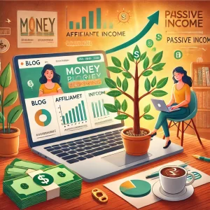 DALL·E-2024-12-02-18.37.26-An-image-representing-methods-to-earn-money-through-blogging.-The-scene-includes-a-laptop-displaying-a-blog-with-advertisements-and-affiliate-links-a