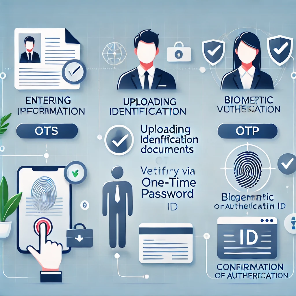 DALL·E 2024-12-05 21.42.43 - A modern and secure illustration depicting the steps for personal identification authentication. The process includes 1) Entering Personal Information