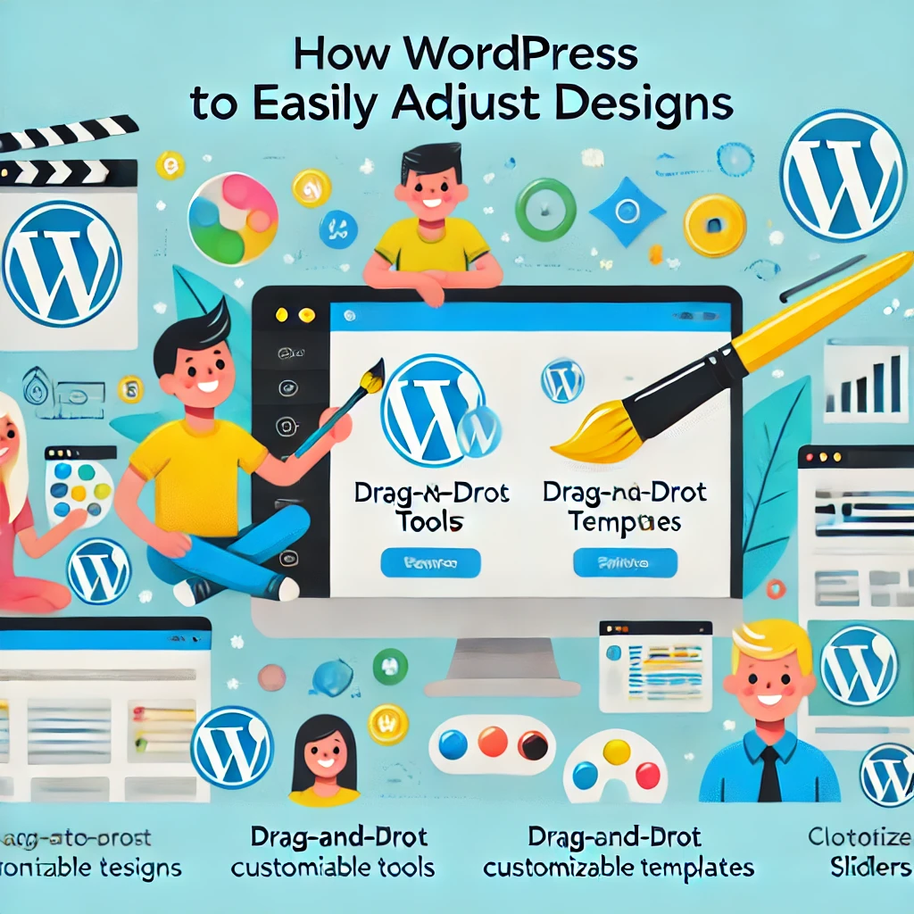 DALL·E-2024-12-09-18.47.34-An-infographic-showcasing-how-WordPress-enables-beginners-to-easily-adjust-designs.-Features-include-icons-of-a-paintbrush-drag-and-drop-tools-slide