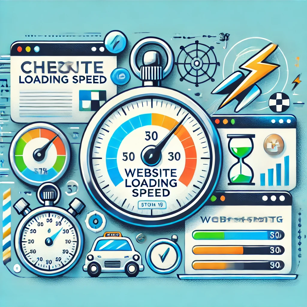 DALL·E-2024-12-09-19.00.39-An-infographic-emphasizing-the-importance-of-checking-website-loading-speed-particularly-for-WordPress-themes.-Includes-icons-such-as-a-speedometer-