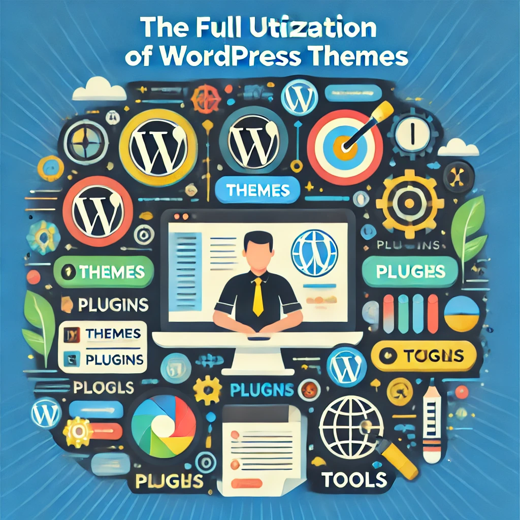 DALL·E-2024-12-10-16.36.19-An-engaging-infographic-promoting-the-full-utilization-of-WordPress-themes.-Features-include-a-person-customizing-a-website-on-a-laptop-icons-represe.