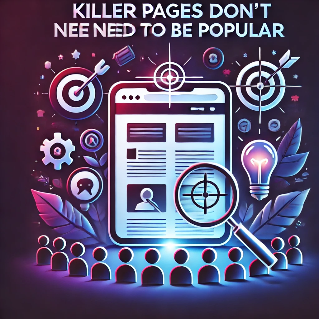  DALL·E-2024-12-15-16.38.37-An-insightful-image-representing-the-idea-that-killer-pages-dont-need-to-be-popular.-The-design-shows-a-web-page-on-a-glowing-screen-surrounded-by-i