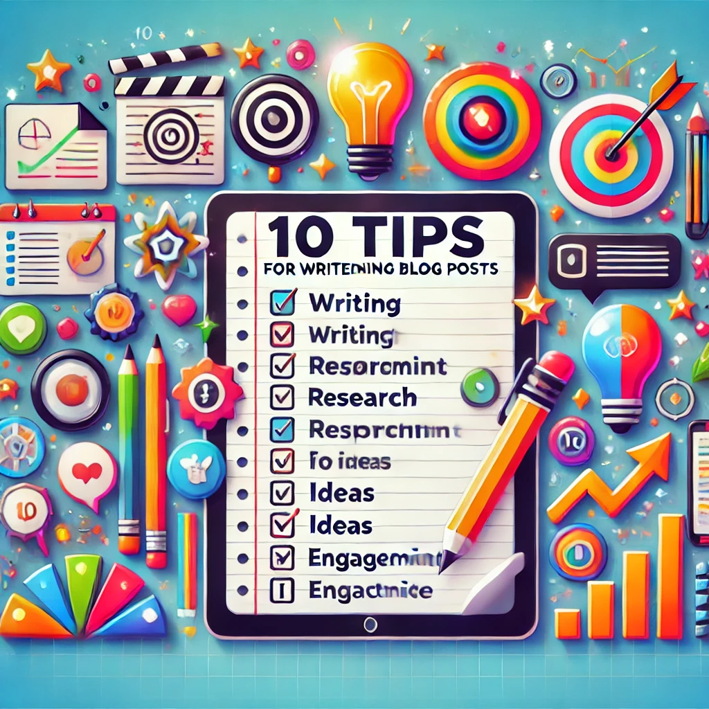 DALL·E-2024-12-19-18.47.25-An-eye-catching-and-vibrant-image-representing-10-tips-for-writing-engaging-blog-posts.-The-image-features-a-notebook-or-digital-tablet-with-a-check