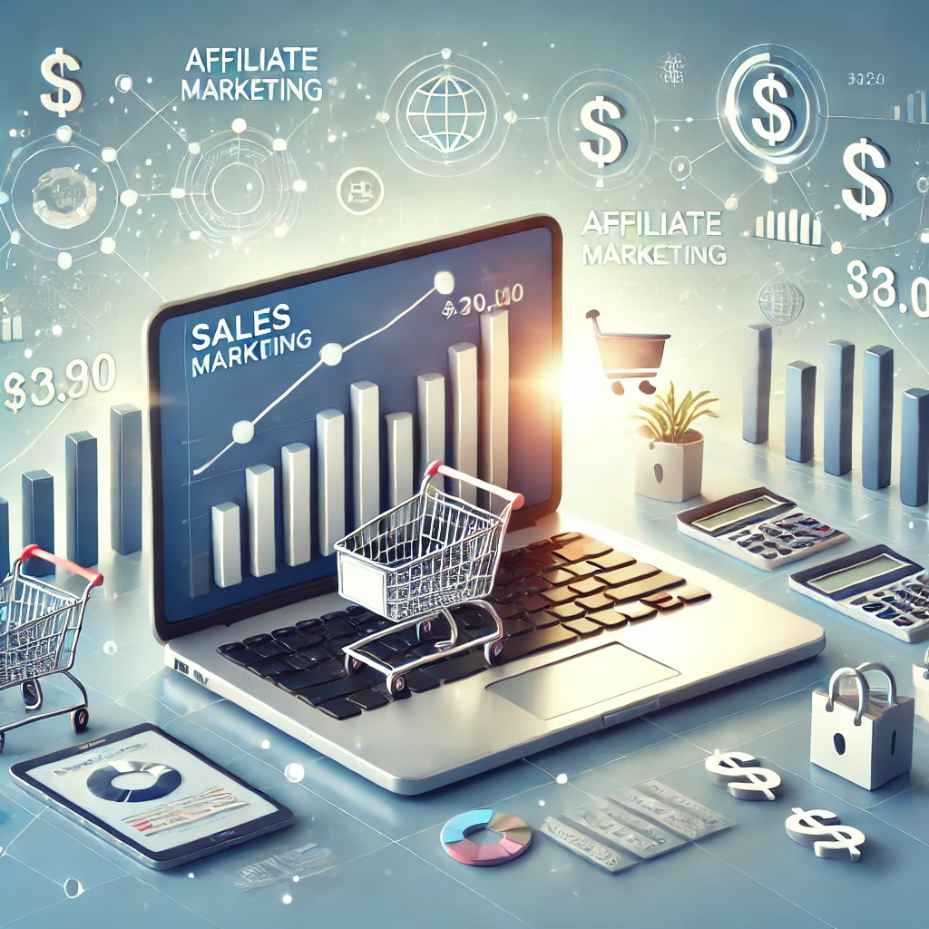 DALL·E-2024-12-24-17.52.44-An-illustration-showing-a-laptop-with-an-affiliate-marketing-dashboard-displaying-sales-data-bar-charts-and-revenue-figures.-In-the-background-icon