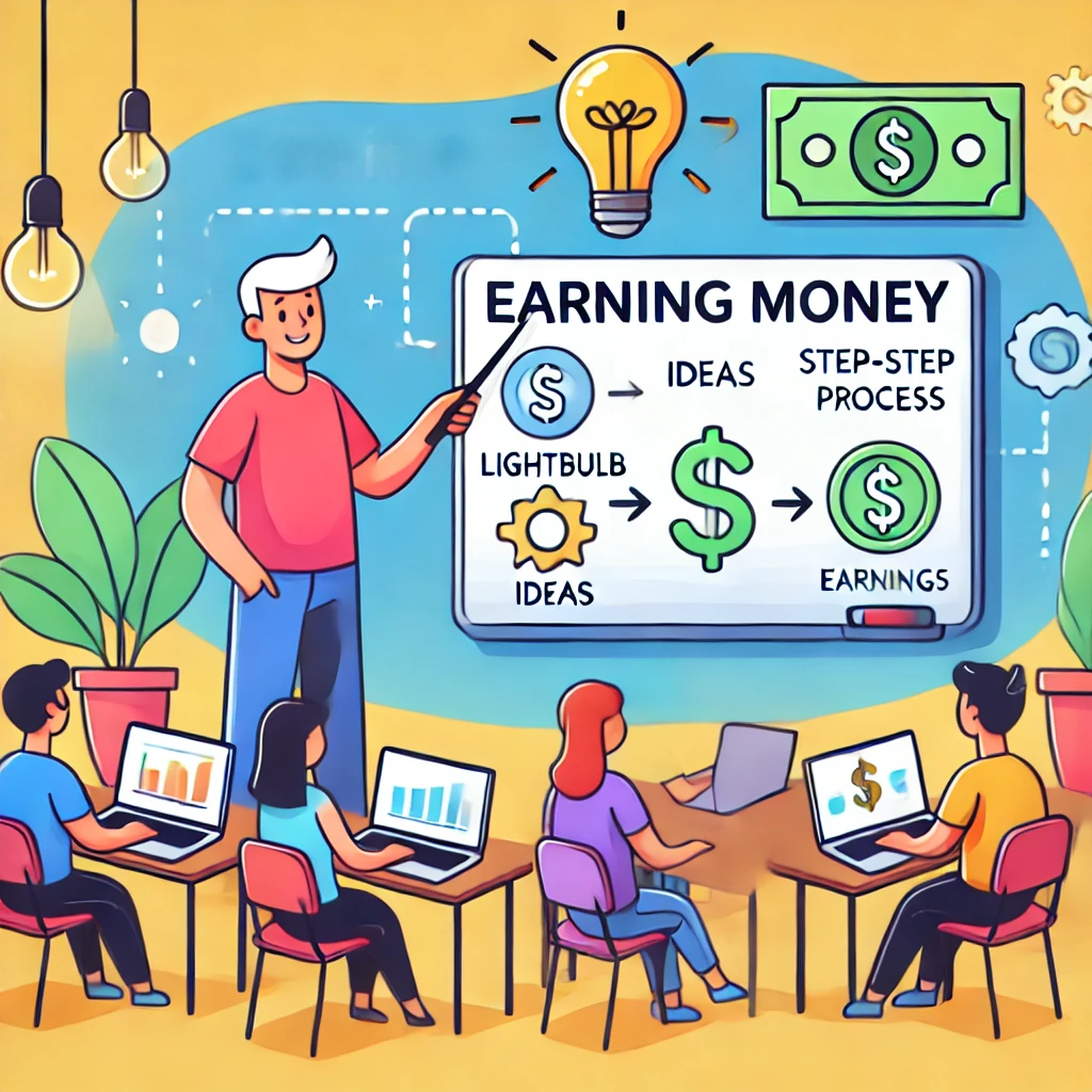  DALL·E-2024-12-24-18.21.07-A-friendly-and-colorful-illustration-of-an-online-seminar-or-course-about-earning-money-for-beginners.-The-image-features-a-teacher-pointing-at-a-whit