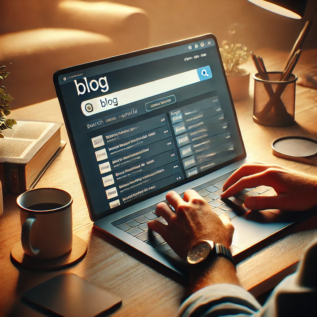 DALL·E-2025-01-12-18.05.08-A-realistic-image-of-a-person-using-a-blog-search-engine-on-a-modern-laptop-in-a-cozy-workspace.-The-screen-shows-a-search-bar-with-various-blog-resul