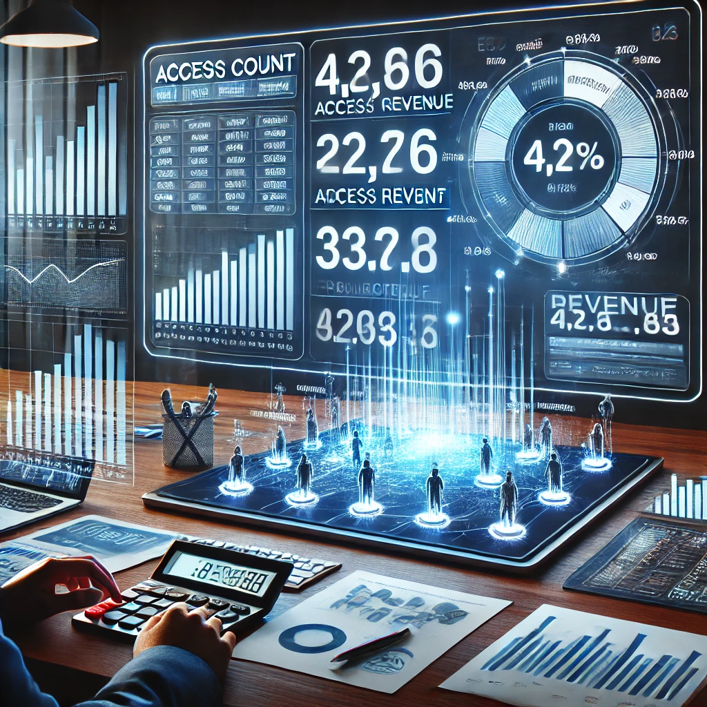 DALL·E-2025-01-22-18.20.11-A-realistic-image-illustrating-the-concept-of-estimating-revenue-based-on-website-access-counts.-The-image-shows-a-digital-dashboard-on-a-screen-displ