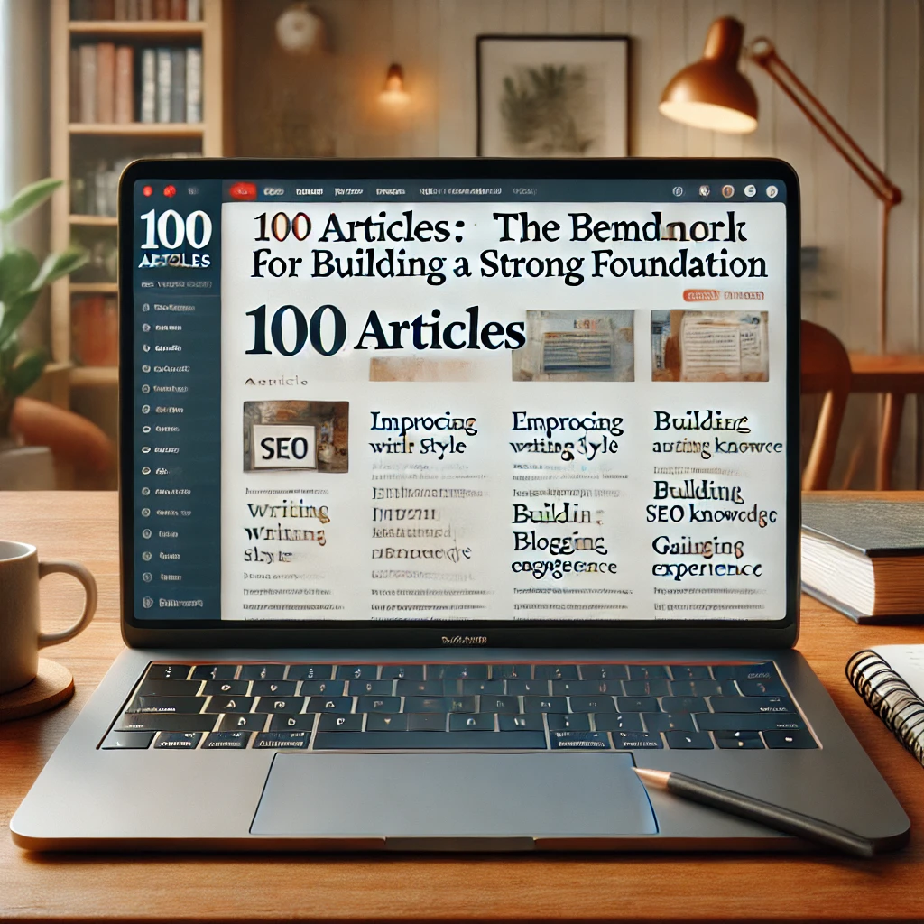  DALL·E-2025-01-30-17.13.55-A-realistic-image-of-a-modern-laptop-on-a-wooden-desk-displaying-a-blog-writing-interface.-The-screen-shows-an-article-editor-with-the-title-100-Art