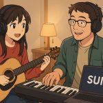 A session with people in their 40s using the AI music generation tool Suno